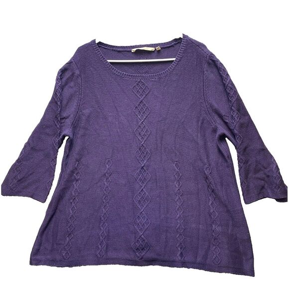 Soft Surroundings Sweater Womens 1X Cable Knit Silk Cashmere Outerwear Plus Lady - Picture 1 of 9